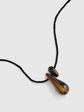 Madewell Tiger's Eye Double Droplet Pendant Necklace/NWT